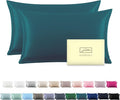 Silk Pillow Cases 2 Pack Soft Breathable and Sliky King Size Pillow Cases Set of 2,Natural Mulberry Satin Silk Pillowcase with Hidden Zipper for Hair and Skin (Teal,20"X 36",2pcs)