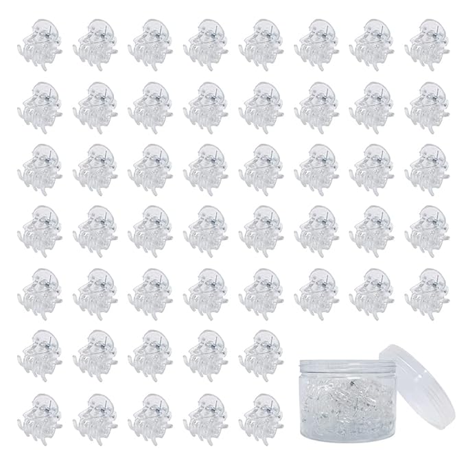 50 PCS Mini Hair Claw Clips， Bangs Strong Grip Multifunction Clamp Clips. (Transparent white)