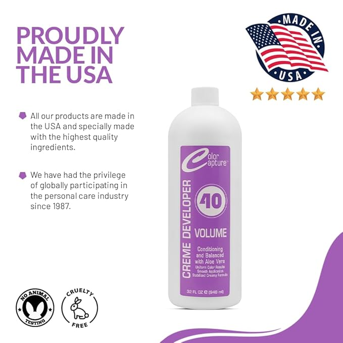 Cream Developer, 40 Vol, Professional Hair Coloring - 32 Ounces