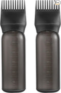 Pimoys 2 Pack Root Comb Applicator Bottle 6 Ounce Oil Applicator for Hair Dye, Black Hair Oiling Bottle Applicator Brush with Graduated Scale