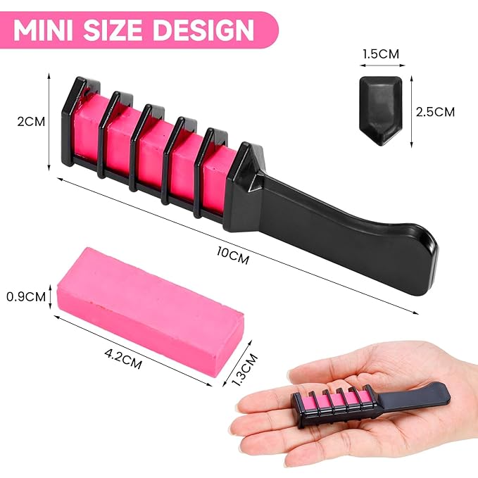 Hair Chalk for Girls - Temporary Bright Hair Color Comb for Birthday, Cosplay, Halloween, Christmas