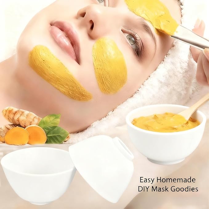 5-Piece Silicone Mixing Bowl Set, 3.3-Inch Microwaveable Silicone Bowls for Facial Masks, Mud Masks, and Other Skin Care Products Facial Bowls for Estheticians. (White)