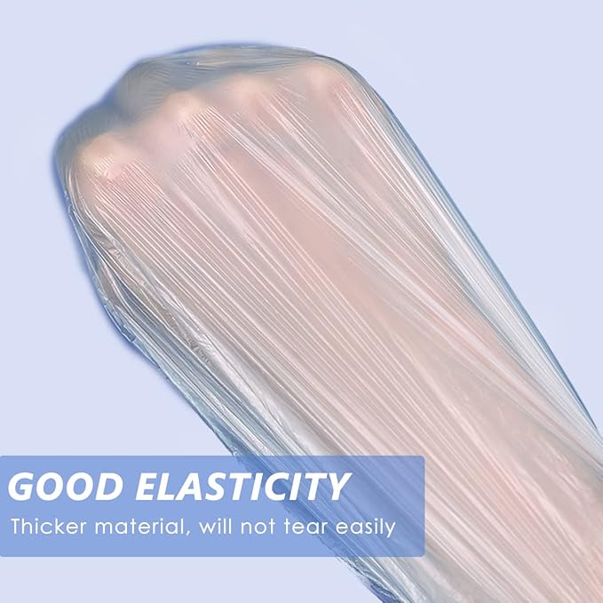 Aquior Shower Cap Disposable, 50 PCS Bath Caps Larger Thick Clear Waterproof Plastic Elastic Hair Bath Caps for Women, Hotel Travel Essentials Accessories Deep Conditioning Hair Care Cleaning Supplies