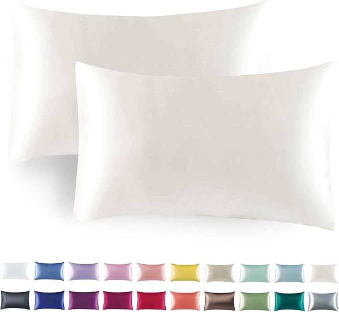 Tyfitb Satin Pillowcase for Hair and Skin, Beige Pillowcases Set of 2, Cooling Pillow Cases Queen Size(20×30 Inches), Soft Luxury Satin Pillowcase with Envelope Closure