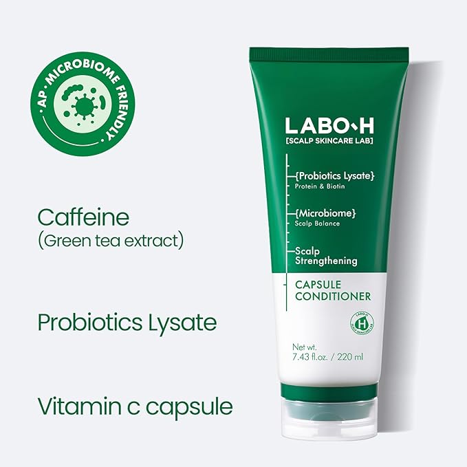 Scalp Strengthening Capsule Conditioner for Hair Growth & Anti-Loss | Vegan Treatment with Vitamin C, Biotin, Caffeine and Rosemary Oil, Instant Softening & Nourishing, Korean, 7.43 Fl. oz.