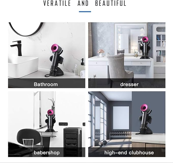 I'smartmoon Hair Dryer Holder for Dyson Supersonic, Aluminum Alloy Bracket Power Plug Holder, Bathroom Organizer for Dyson Supersonic hairdryer Care Tools (Black)