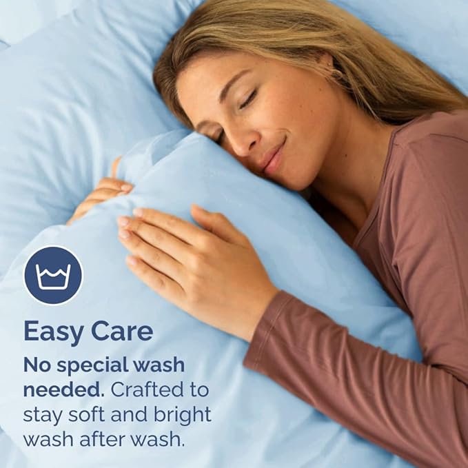 King Pillow Cases Set of 4 - Ultra Soft Hotel Quality Pillowcase Covers - Comfy, Cozy & Wrinkle Free - Shrinkage, Stain and Fade Resistant - Machine Washable Pillow Protectors - 4 Piece Set - Sky Blue