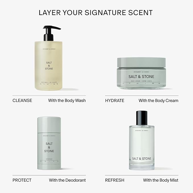 Salt & Stone Body Cream – Bergamot & Hinoki | Hydrating Formula with Seaweed Extracts, Spirulina & Squalane | Deep Hydration, Skin Barrier Repair & Healthy Glow | for all Skin Types (6.7 fl oz)