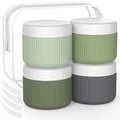 ME.FAN Travel Containers for Toiletries, TSA Approved 2 oz Silicone Cream Jars, Leak-proof Journey Containers, Trip Accessories with Lid for Cosmetic Face Hand Body Cream 4 Pack White Lid Desert Sage