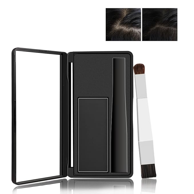 Boobeen Hair Shadow Powder Kit, Roots Touch-Up Powder Cover Hair Color, Temporary Concealer with Brush for Gray Root