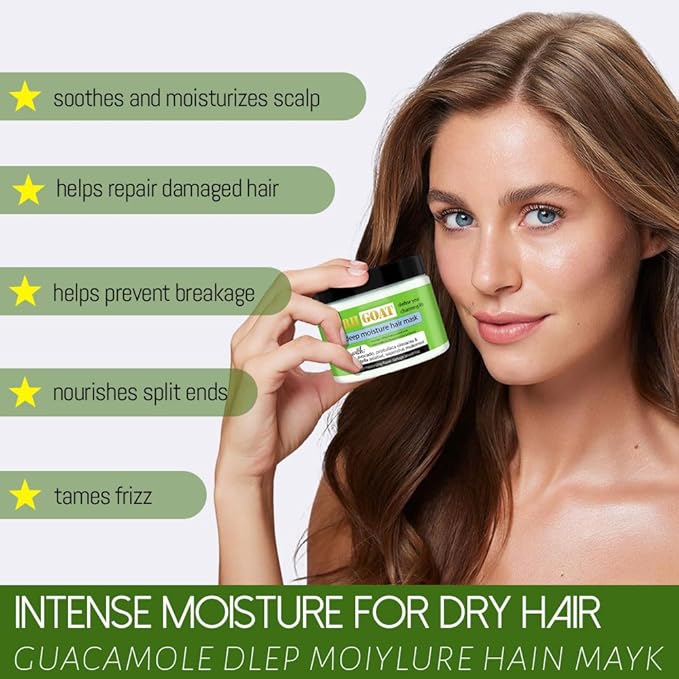 ARHGOAT Deep Moisture Hair Mask with Avocado, Moisturizing for Damaged Hair & Frizz Control 12 fl oz, Repair and Smooth for All Hair Types