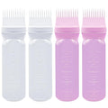 ELANE 4 Pcs Root Comb Applicator Bottle 6oz,Hair Oil Applicator Bottle for Hair,Oil Comb Applicator Hair Bottle Applicator for Hair Dye Shampoos Hair Salons Camping Traveling(white+pink)
