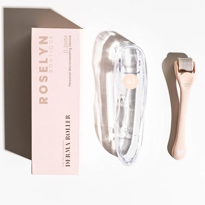 ROSELYNBOUTIQUE Derma Roller for Hair Beard Facial Skin Face 0.3mm 540 Microneedles Cosmetic Beauty Instrument Self-Care Gifts for Men Women