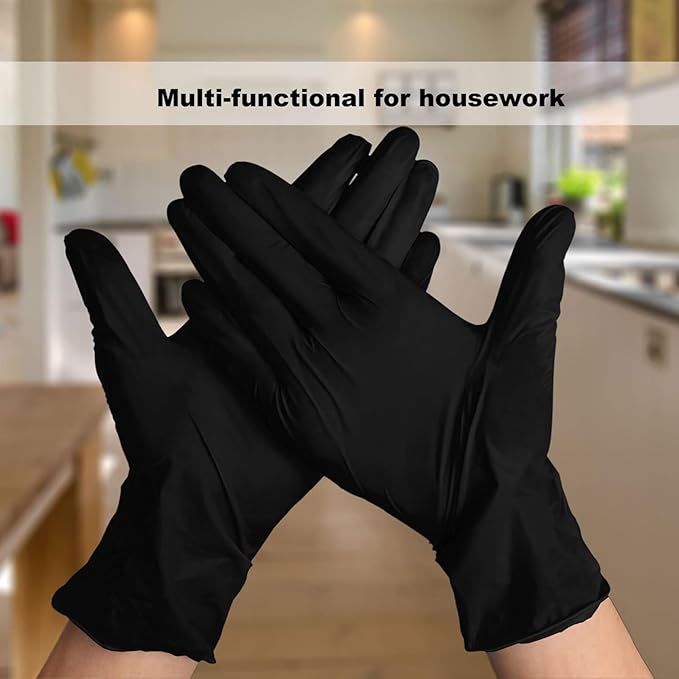 Disposable Gloves Extra Large, Nitrile and Vinyl Blend Latex Free Gloves, 4 Mil,1000 Pc. Food Grade Glove for Cleaning, Food Prep, Hair Dye, Tattoo, Black