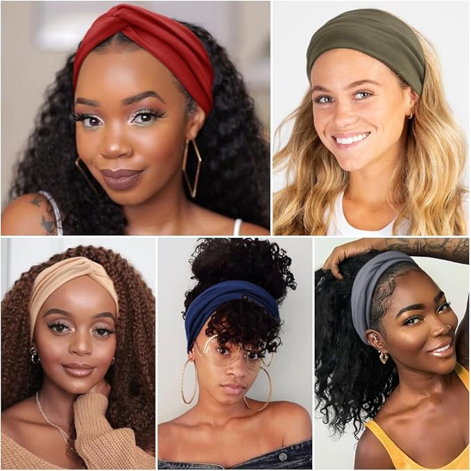 DRESHOW 8 Pack Headbands for Women Yoga Knotted Headbands Elastic Criss Cross Hair Accessories Sports Head Wrap Non Slip