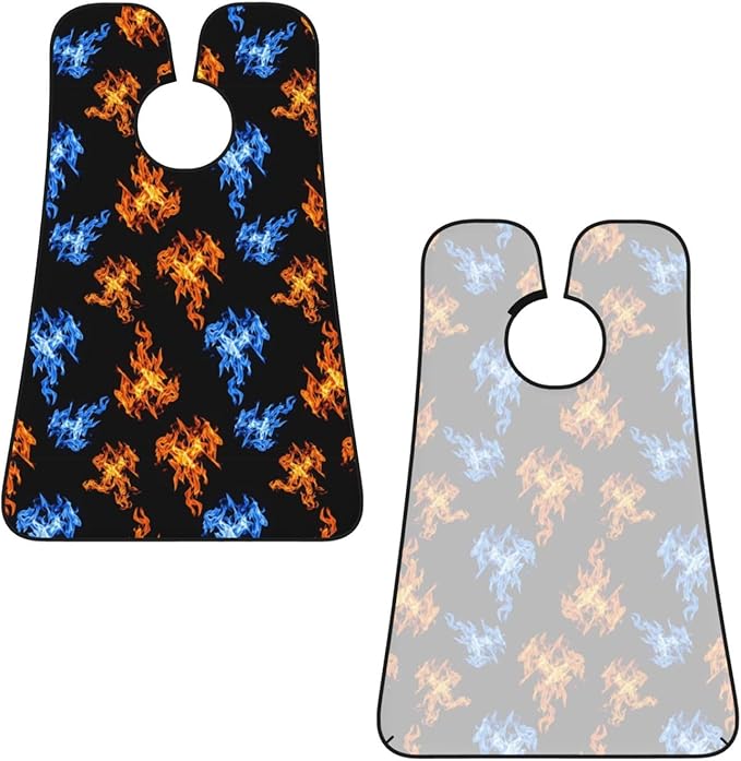 Adjustable Non-Stick Beard Apron, Hair Catcher Cape for Shaving Grooming, Waterproof with Suction Cups Men, Red and Blue Fire Shave Bib
