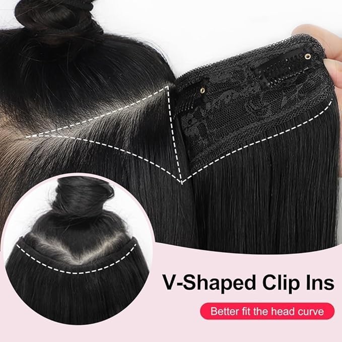 ALXNAN Clip in Hair Extensions,Dark Brown Long Wavy Hair Extensions Soft Synthetic Thick Hairpieces for Women 20 Inch