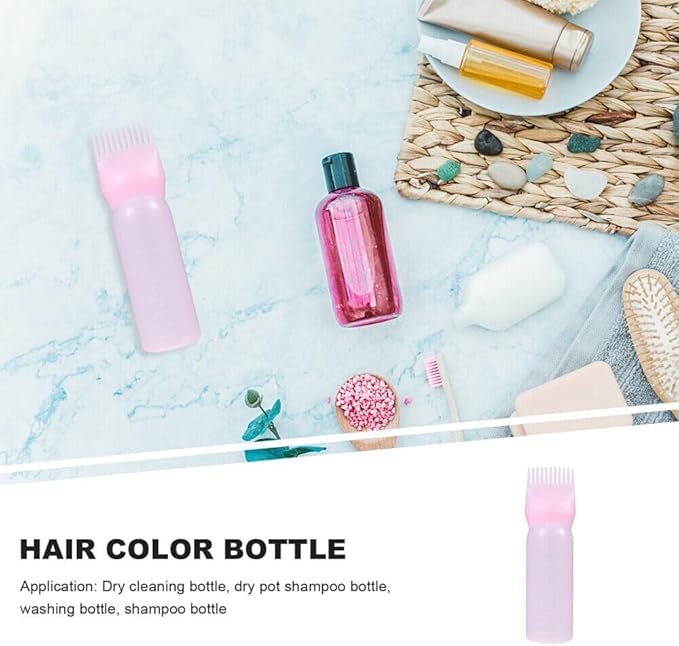Generic Pink Root Comb Applicator Bottle 6 OZ Hair Oil Applicator Bottle for Hair Dye Bottle