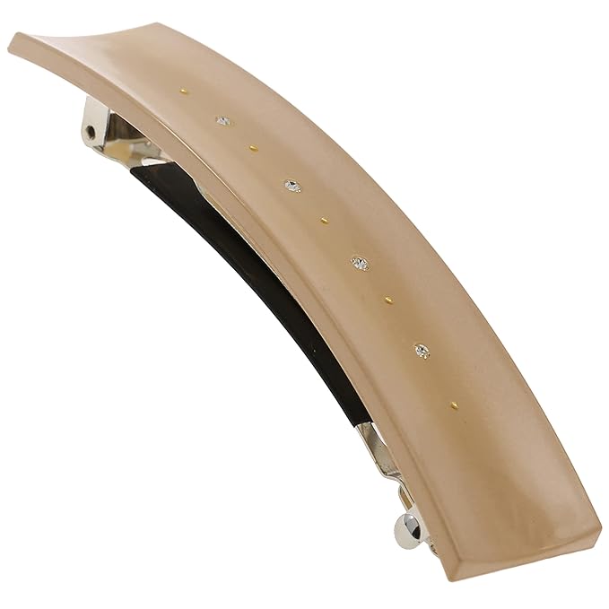 Camila Paris CP3189 French Hair Barrette Clip for Girls, Brown, Rubberized Automatic Clasp Strong Hold Grip Hair Clips for Women, No Slip and Durable Styling Girls Hair Accessories, Made in France