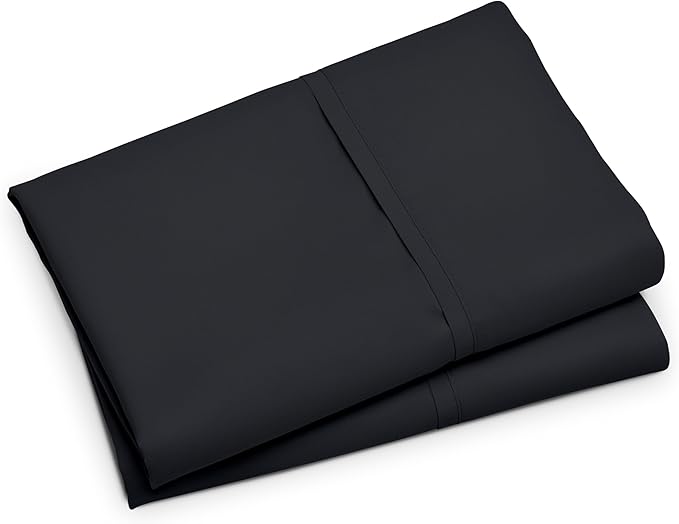Bare Home Premium 1800 Ultra-Soft Microfiber Pillowcase Set - Double Brushed - Hypoallergenic - Wrinkle Resistant (King Pillowcase Set of 2, Black)