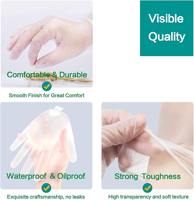 Clear Vinyl Food Safe Disposable Gloves Latex Free Powder Free for Food Prep Handling Cooking Cleaning