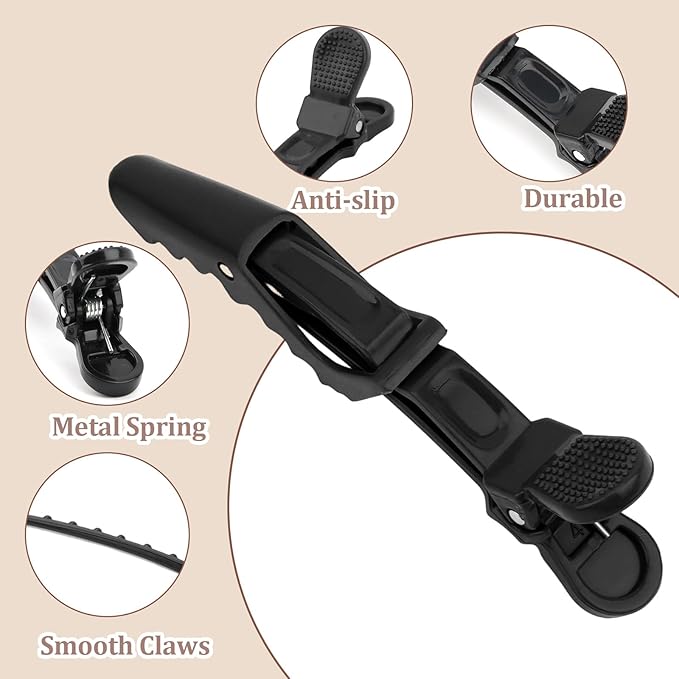 30 Pack Black Alligator Hair Clips for Styling Sectioning Large Salon Pro Hair Clips for Barber Hair Coloring, Cutting, Sectioning Big Gator Clips Hair Styling Accessories for Women Men