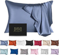Mulberry Silk Pillowcase for Hair and Skin,King Size Cooling Silk Pillow Case with Hidden Zipper,Allergen Proof Dual Sides Soft Breathable Smooth Silk Pillow Cover for Women(King,Grayish Blue)