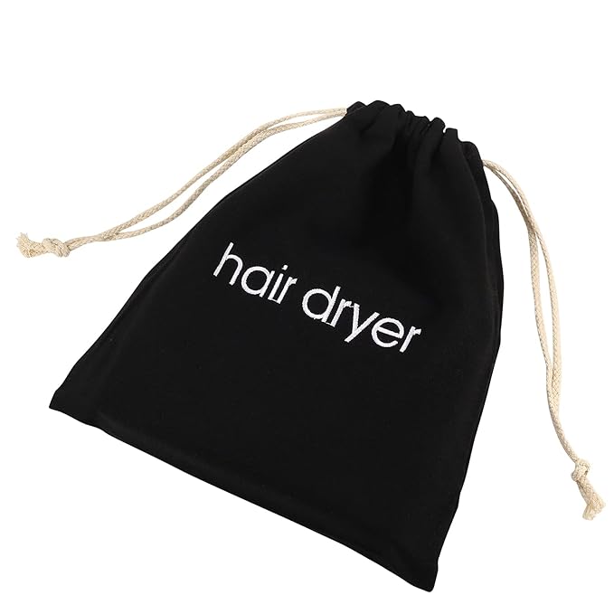 Hair Dryer Bags Drawstring Bag Container Hairdryer Bag for travel bathroom (Black)
