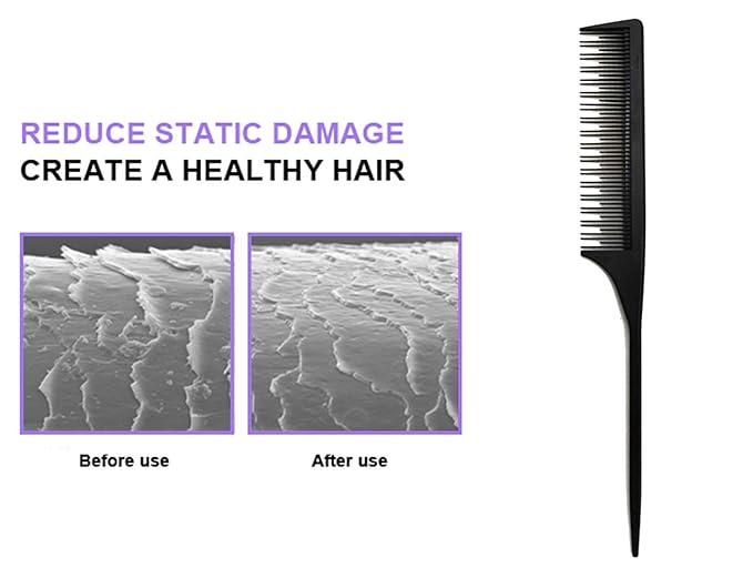 Professional Teasing Comb, Tail Comb for Root Teasing for Thin, Add Volume Fine and Normal Hair Types, Hair Comb For Women And Men, 8.75 Inches Black 5