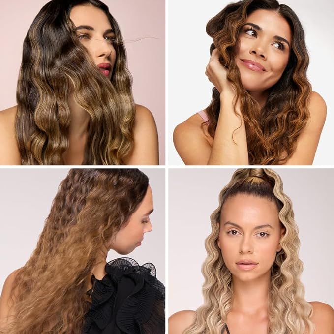 L'ANGE Hair VersaWaver Adjustable Titanium Waver | Pick 19mm or 32mm Waves with 1 Tool | Titanium 3-Barrel Waving Tool | Cool Tip Also Rotates Barrel to Change Wave Lengths (Blush)