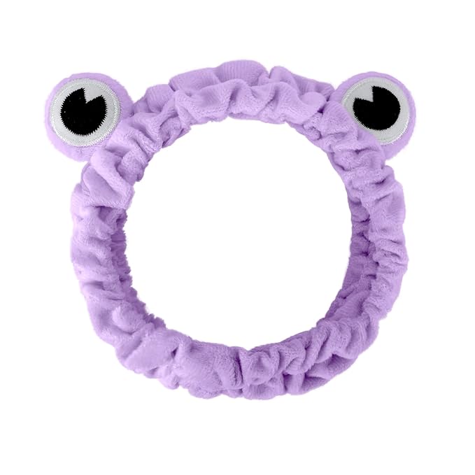 Jowmoy Purple Frog Eye Elastic Headband - Versatile for Spa, Skincare, Makeup, Face Wash, Fun Gift for Women (1 Pack)