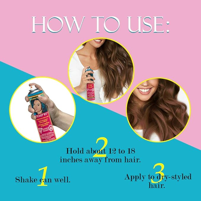 Jerome Russell Fast-Drying, Non-Sticky Hair Color Spray - Intense Brown Temporary Hair Dye for Travel, Vivid Color, 2.2 oz