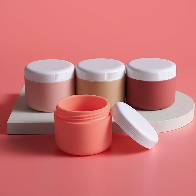 Travel Containers for Toiletries, Silicone Cream Jars BPA-Free, Leak-proof 1.35oz Travel Size Containers, Portable Size Silicone Jars with Lid for Cosmetic Face Hand Body Cream (4 Pack)