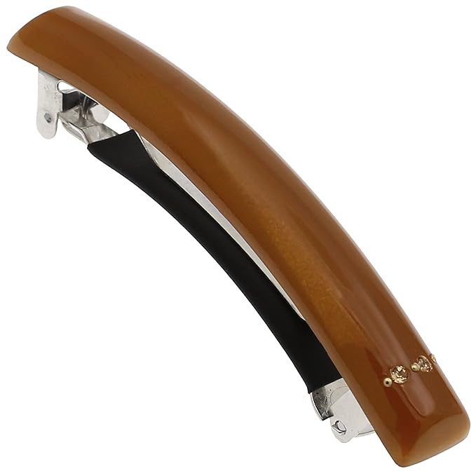 Camila Paris CP3449 French Hair Barrette Clip for Girls Caramel, Rubberized Metal Clasp Strong Hold Grip Hair Clips for Women, No Slip Durable and Styling Girls Hair Accessories, Made in France