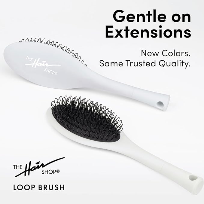 The Hair Shop Light Blue Loop Brush - Salon Professional Grade with Ergonomic Design - Safe Detangler Tool for 100% Remy Human and Synthetic Hair Extensions and Wigs (Light Blue)