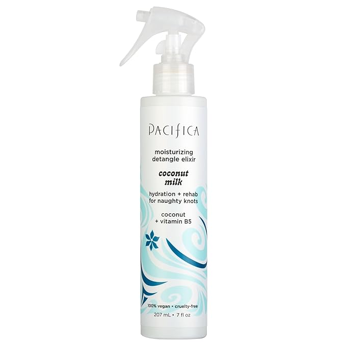 Pacifica Coconut Milk Hair Detangler Spray – Leave-In Conditioning Elixir for Tangle-Free Hair – Instantly Detangles Knots, Adds Shine & Moisture, Prevents Breakage & Frizz – Vegan & Cruelty-Free