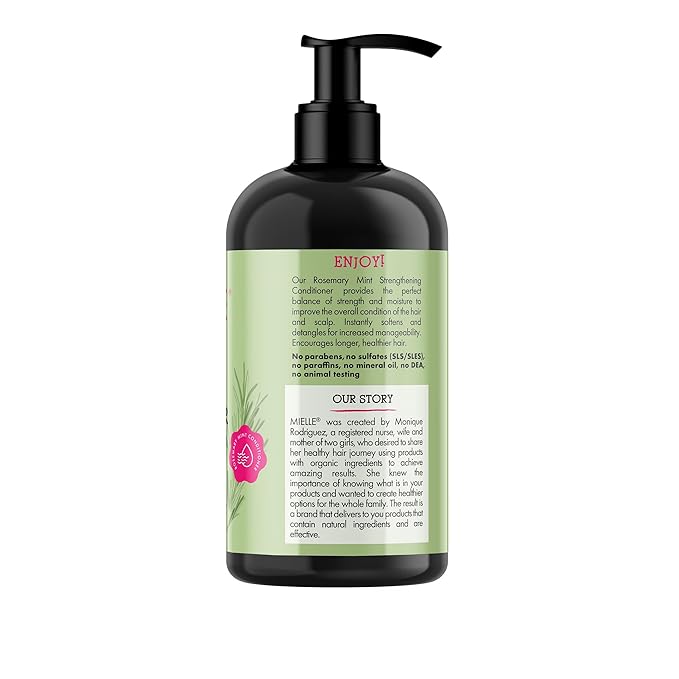 Mielle Organics Rosemary Mint Strengthening Hair Conditioner for Women & Men - Biotin Infused Detangling & Hydrating Conditioner to Increase Manageability & Support Longer, Healthier Strands, 12 oz