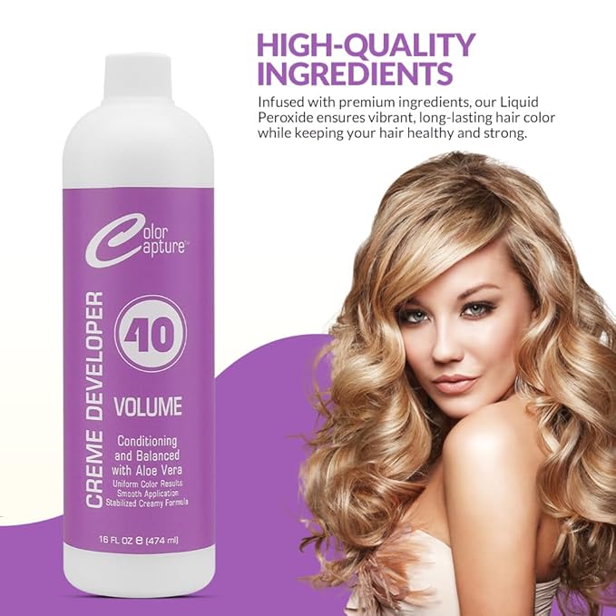 COLOR CAPTUR - 40 Vol Cream Developer, Intense Hair Color Booster - 16 Ounces