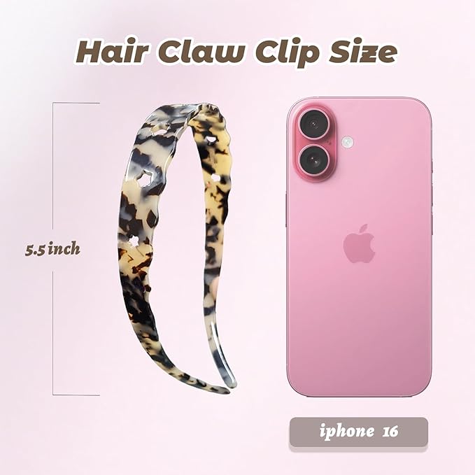 Acetate Hairbands for Women - Non-Slip Thin Headbands with Teeth, Eyewear-Friendly Design, 90s Retro Hair Accessories, No Pressure & No Headache Sunglasses Headband (Leopard print)