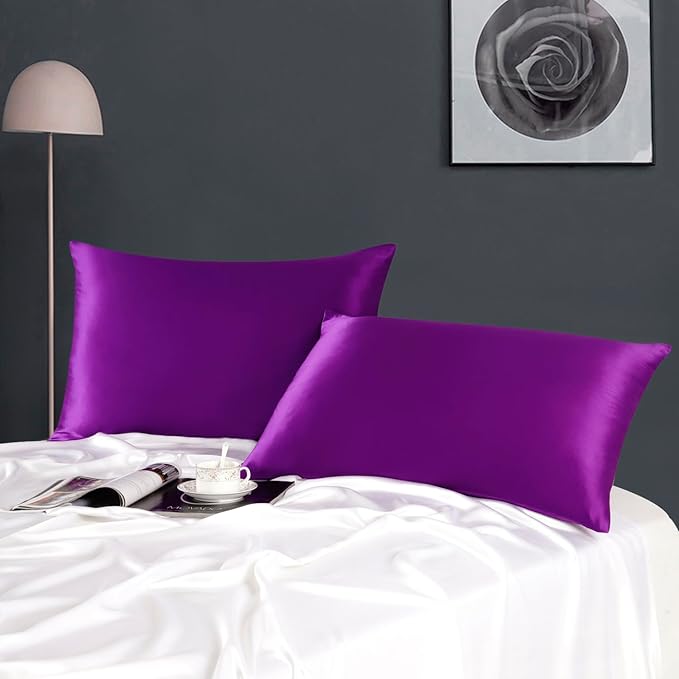 ZIMASILK 100% Pure Mulberry Silk Pillowcase for Hair and Skin Health,Soft and Smooth,Both Sides Premium Grade 6A Silk,600 Thread Count,with Hidden Zipper,1pc(Standard 20''x26'',Violet)