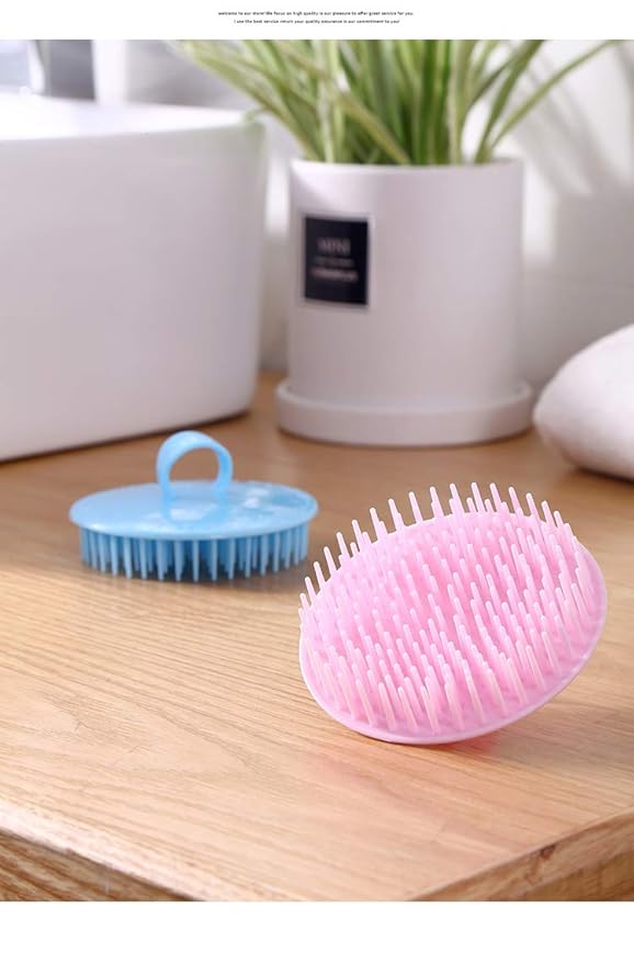 Hair Scalp Brush Dandruff Cleaning Brush Shower Scalp Shampoo Brush Scalp Massager Pack of 4(Blue and Pink)