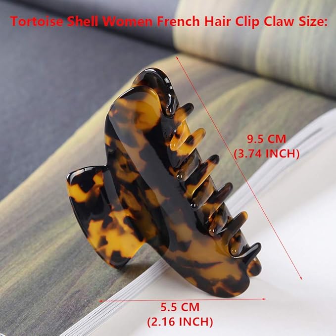 2 Pack Big Hair Claw Clips Tortoise Shell Nonslip Large Claw Clip For Women Celluloid Leopard Print Jaw Clips For Thick Hair