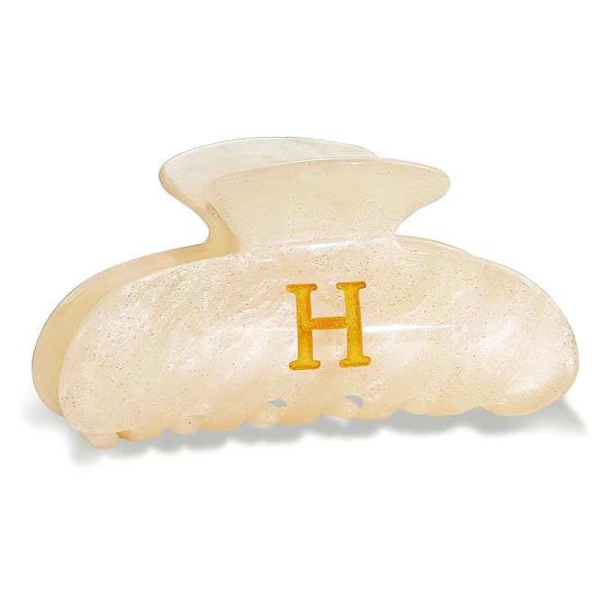 Acrylic Letter Hair Clips for Women - Monogram Hair Claw Alphabet Large Hair Clip, Fashion Glitter Claw Clips Elegant And Durable Hair Accessory, Letter H