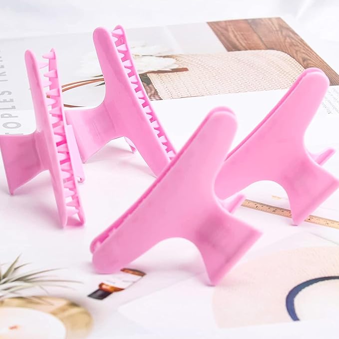 Ondder 24 Pcs Pink Butterfly Hair Clamps and Claw Clips for Styling, Sectioning, Cutting, Coloring - Pro Salon Hairdressing Tool Accessories for Women Girls