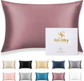SilkSilky 100% Mulberry Silk Pillowcase - Pure 22 Momme High-Grade 6A Fibers for Hair & Skin, Envelope Closure, Natural, Organic, Breathable & Cooling Pillow Case (Standard, Pale Mauve)