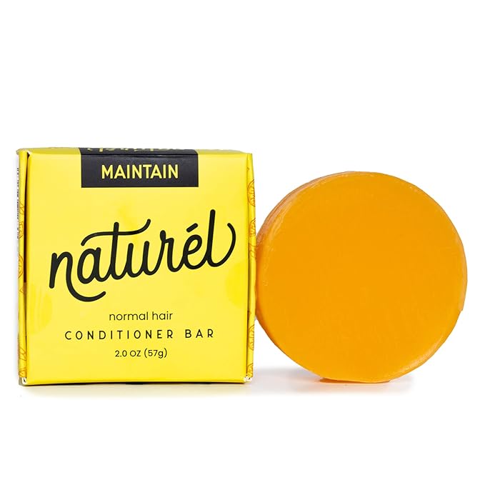 Naturel Maintain Conditioner Bar, Conditioner Bar for Hair Growth and Shine, Castor Oil and Grapefruit Oil, Vegan, Zero Waste, Cruelty Free, Made in USA