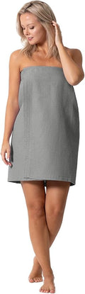 Turkish Linen Women’s Waffle Spa Body Wrap with Adjustable Closure