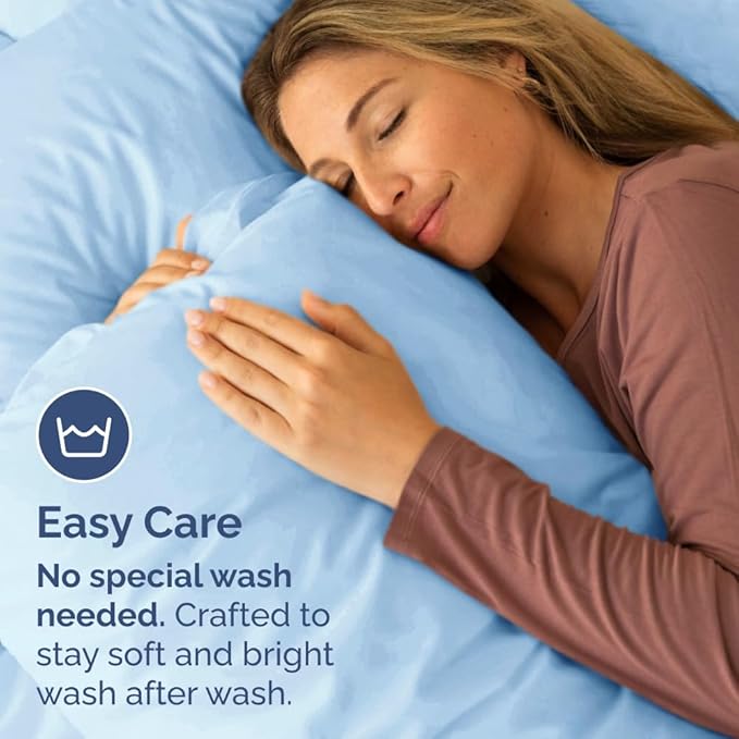 Queen Pillow Cases Set of 10 - Ultra Soft Hotel Quality Pillowcase Covers - Comfy, Cozy & Wrinkle Free - Shrink, Stain & Fade Resistant - Machine Washable Pillow Protectors - 10 Piece Set - Light Blue