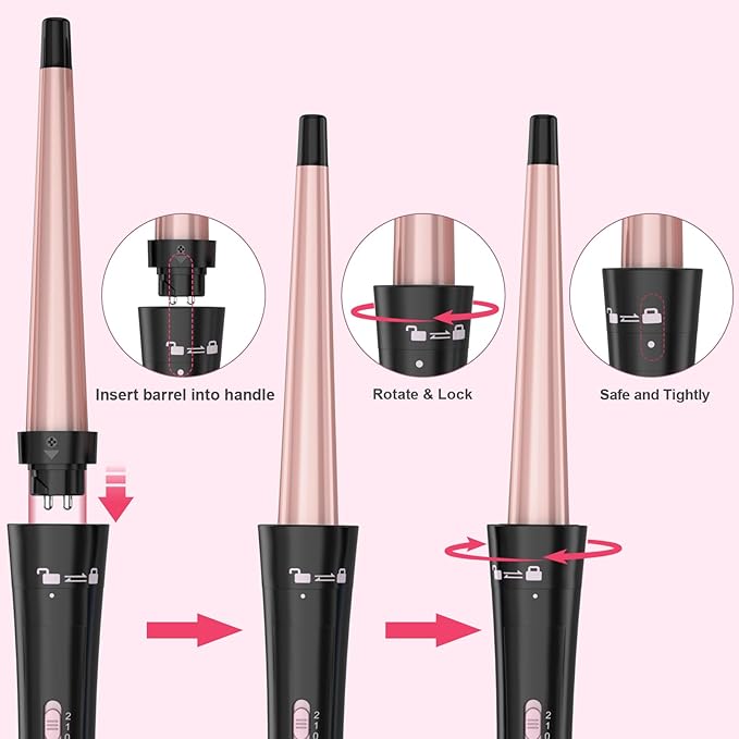 5 in 1 Curling Wand Set with Thermal Brush & Ceramic Barrels (0.35"-1.25"), Instant Heat Up, Dual Voltage Hair Curler, Perfect for Long Short Hair, and All Hair Types, Gift for Women