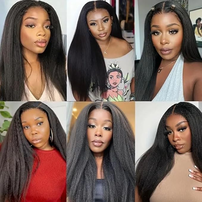 Kinky Straight Bundles Human Hair Color 1B Yaki Straight Bundle Brazilian Virgin Remy Hair 3 Bundles 18 20 22 Inch Niegmeag Double Weft Natural Black Yaki Bundle Hair Weave 300g